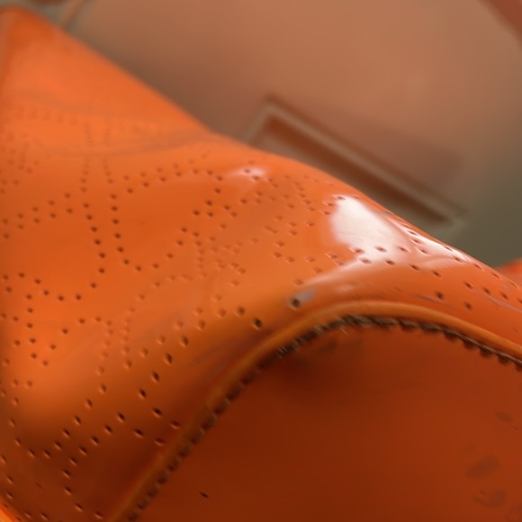 Kate Spade Patent Leather Neon Orange Tote Bag - Picture 11 of 17
